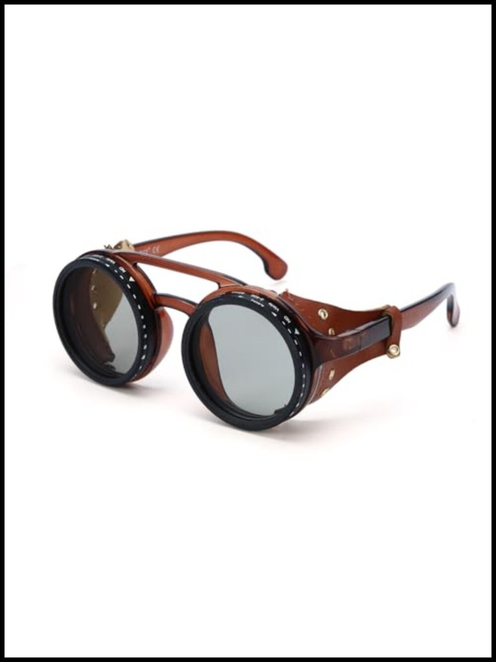 Adjustable Tint Polarized Sunglasses with Detachable Leather Side Shields,